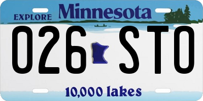 MN license plate 026STO