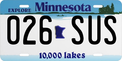 MN license plate 026SUS
