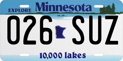 MN license plate 026SUZ