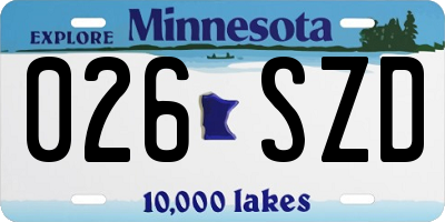 MN license plate 026SZD