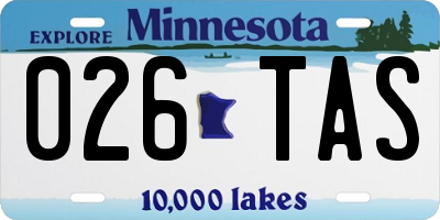 MN license plate 026TAS
