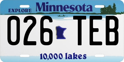 MN license plate 026TEB