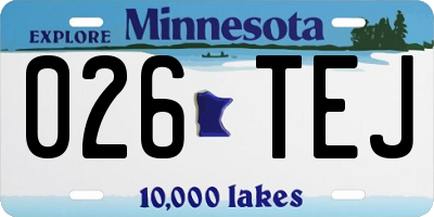 MN license plate 026TEJ