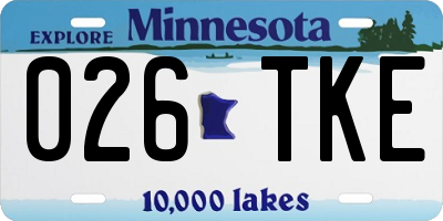 MN license plate 026TKE