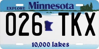 MN license plate 026TKX