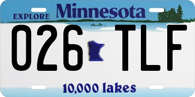 MN license plate 026TLF