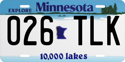 MN license plate 026TLK