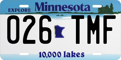 MN license plate 026TMF