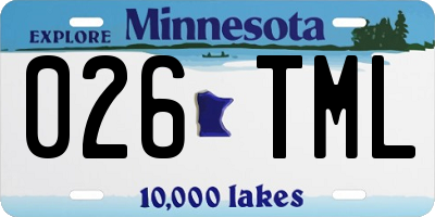 MN license plate 026TML