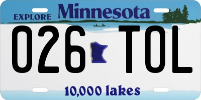 MN license plate 026TOL