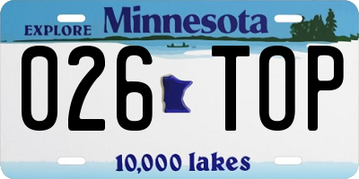 MN license plate 026TOP