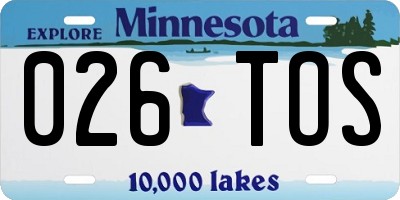 MN license plate 026TOS