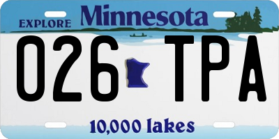 MN license plate 026TPA