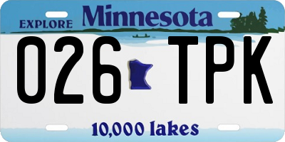 MN license plate 026TPK