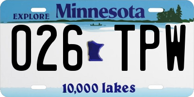 MN license plate 026TPW