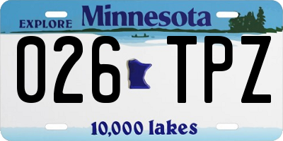MN license plate 026TPZ
