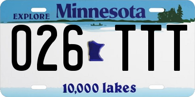 MN license plate 026TTT