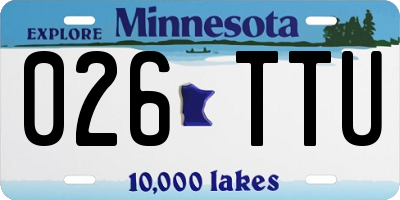 MN license plate 026TTU