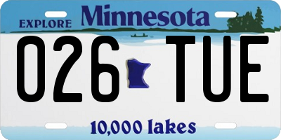 MN license plate 026TUE