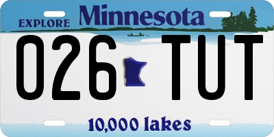 MN license plate 026TUT