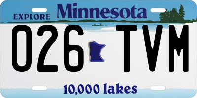 MN license plate 026TVM