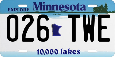 MN license plate 026TWE