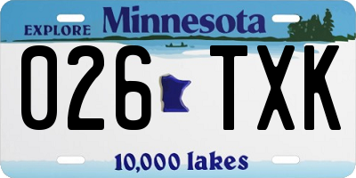 MN license plate 026TXK