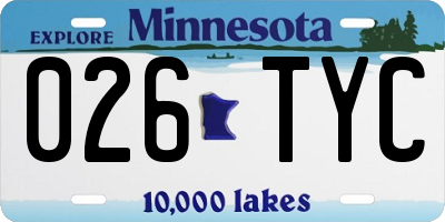 MN license plate 026TYC