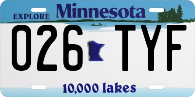 MN license plate 026TYF
