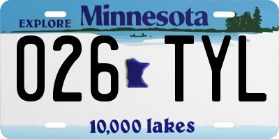 MN license plate 026TYL