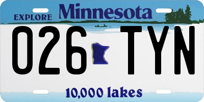 MN license plate 026TYN