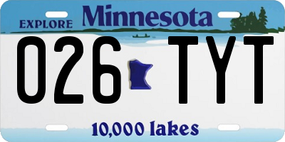 MN license plate 026TYT