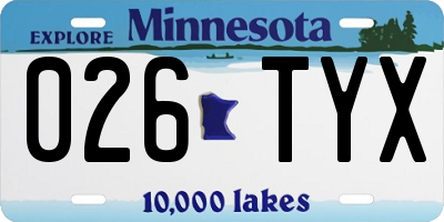 MN license plate 026TYX