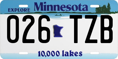 MN license plate 026TZB