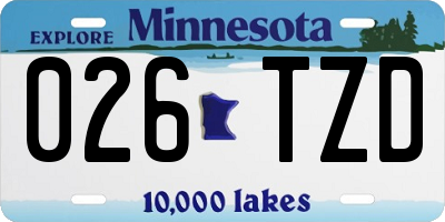 MN license plate 026TZD