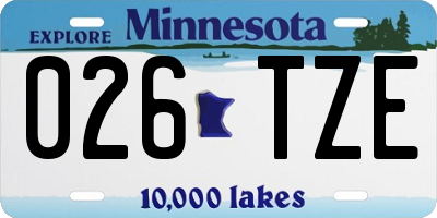 MN license plate 026TZE