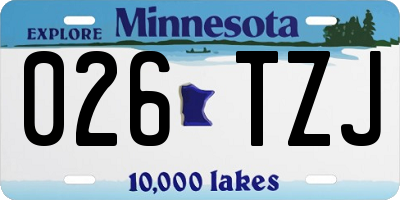MN license plate 026TZJ