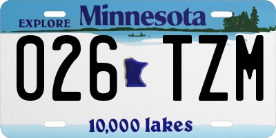 MN license plate 026TZM