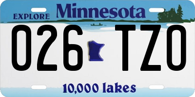 MN license plate 026TZO