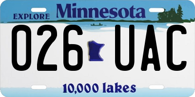 MN license plate 026UAC