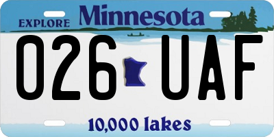 MN license plate 026UAF