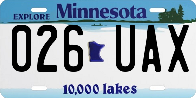 MN license plate 026UAX