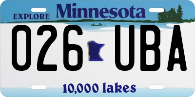 MN license plate 026UBA