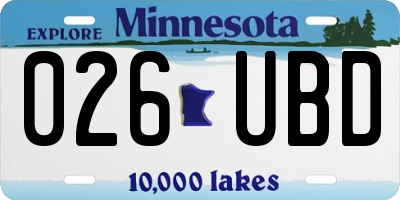 MN license plate 026UBD