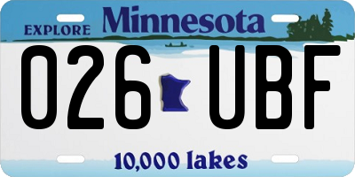 MN license plate 026UBF