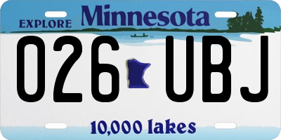 MN license plate 026UBJ