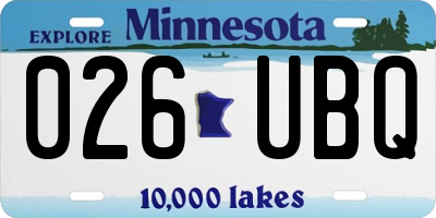 MN license plate 026UBQ