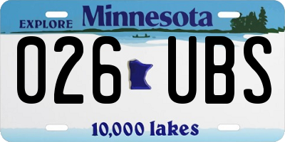 MN license plate 026UBS