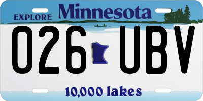 MN license plate 026UBV