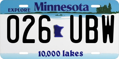 MN license plate 026UBW